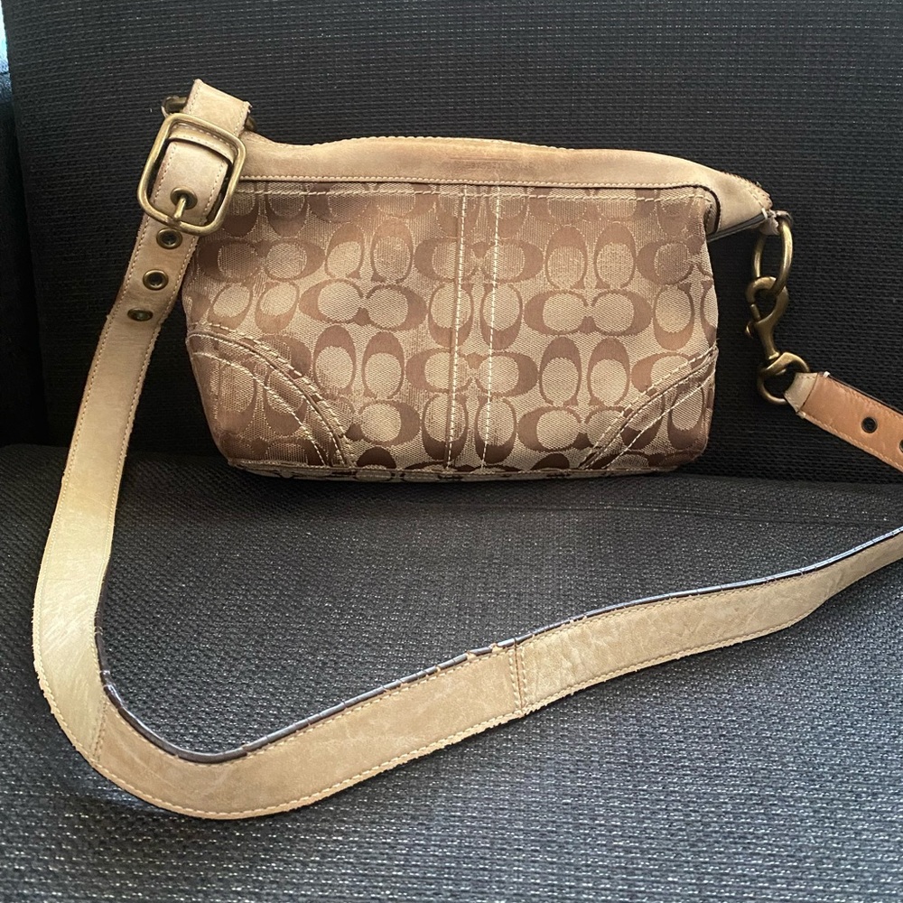 Coach Brown and Tan Shoulder Bag